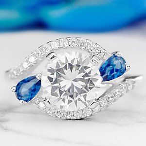 Royal Blue Sapphire Gemstone ring, size 7, 925 Sterling Silver Charmed Aroma